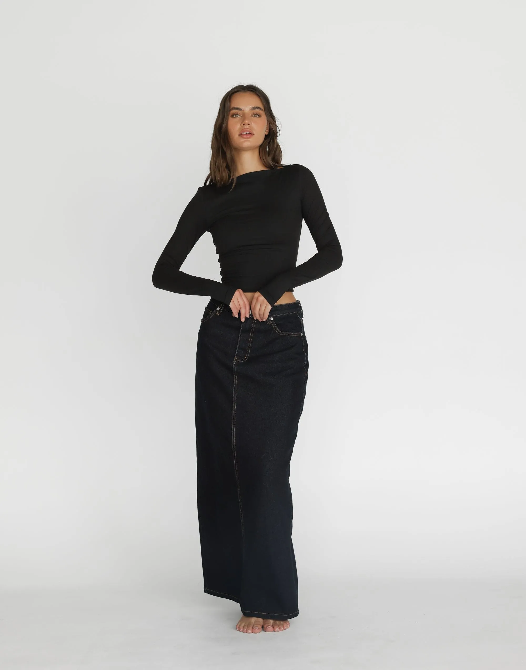 Tyler Denim Maxi Skirt (Midnight)