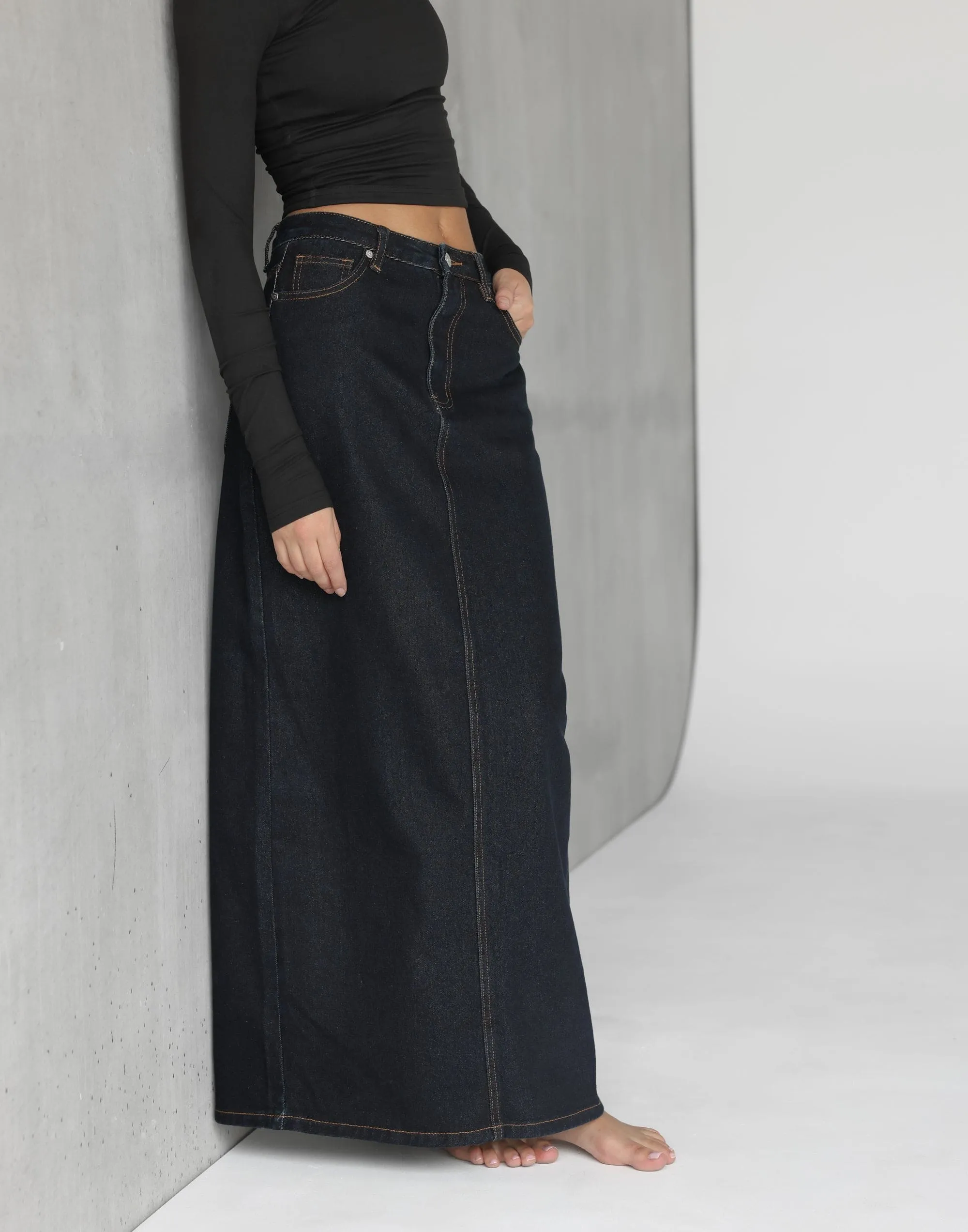 Tyler Denim Maxi Skirt (Midnight)