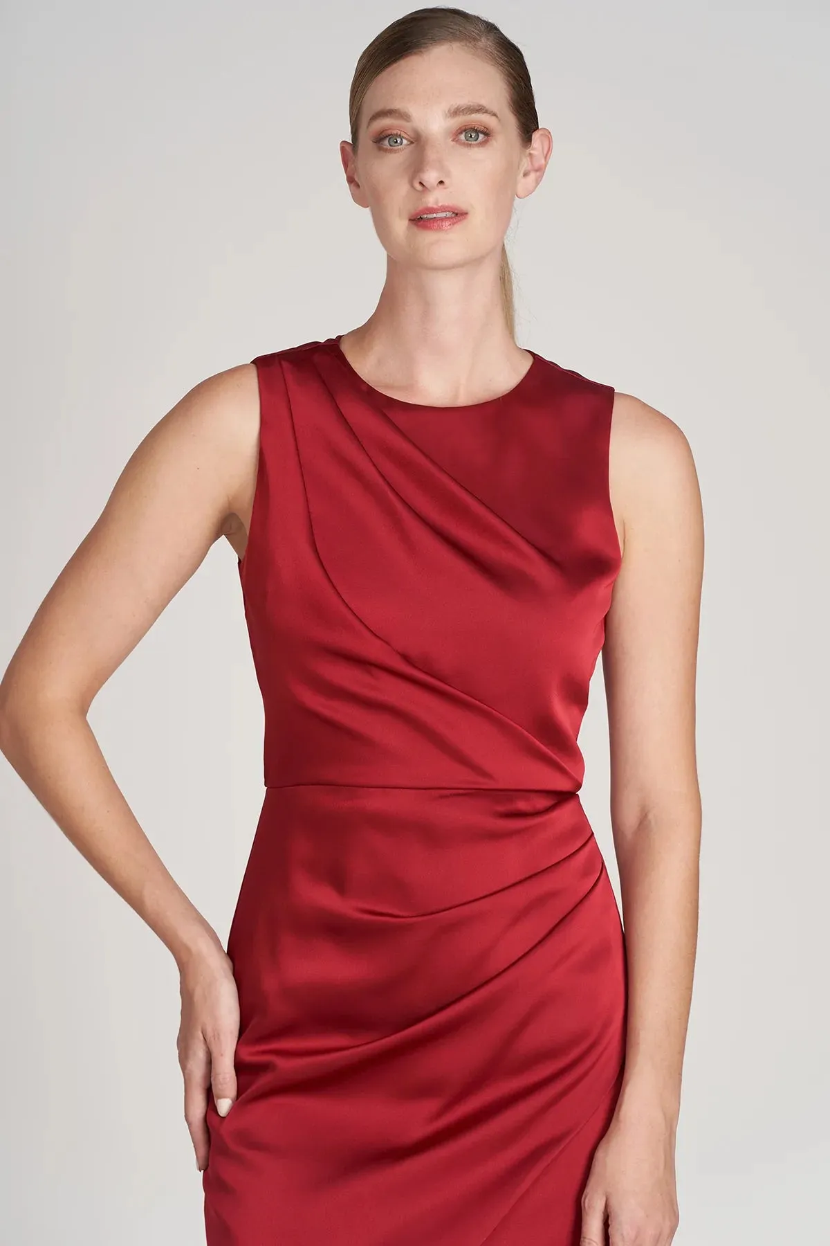 Uma Draped Dress - Crimson