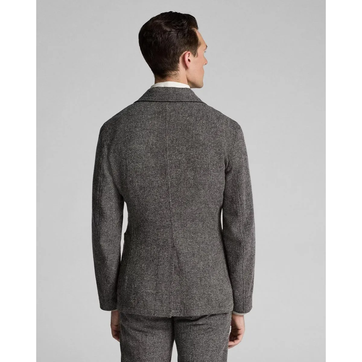 Unconstructed Herringbone Sport Coat Black/White