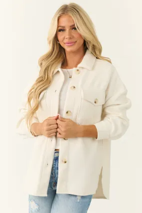 Vanilla Button Down Shacket with Chest Pockets