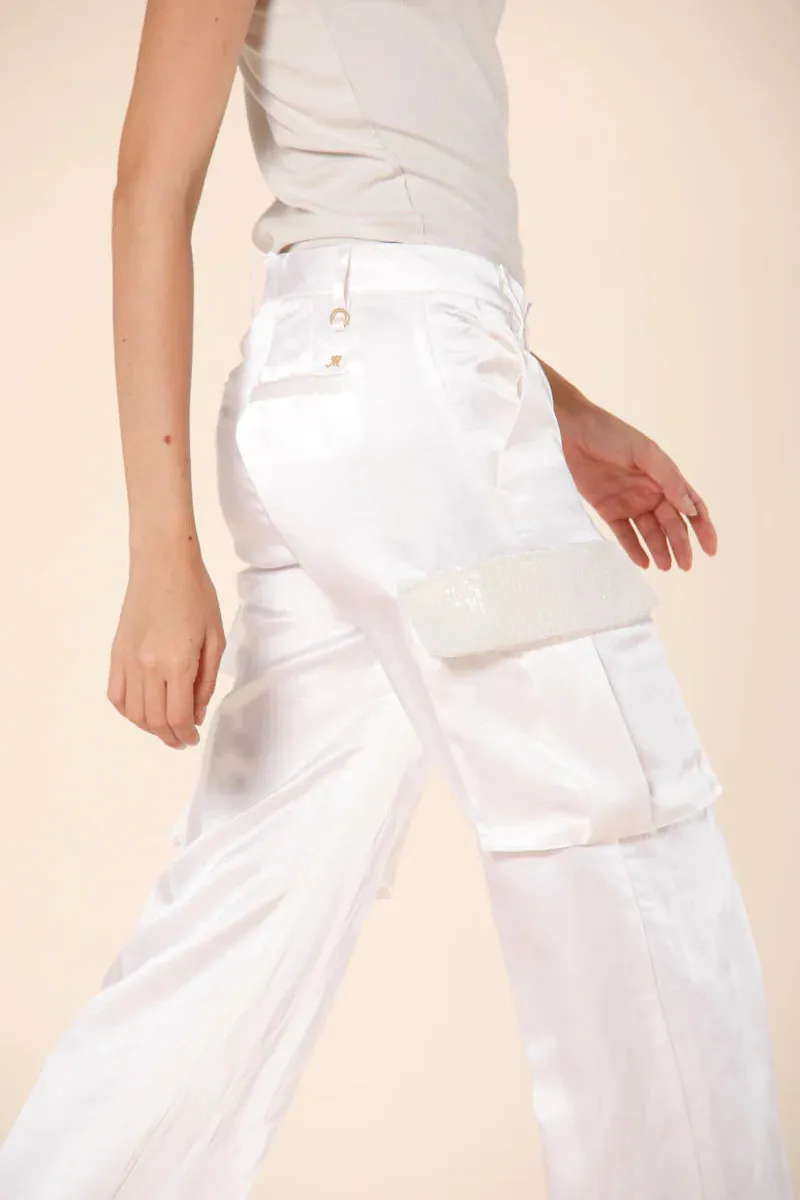 Victoria Satin Cargo Pant - Cream