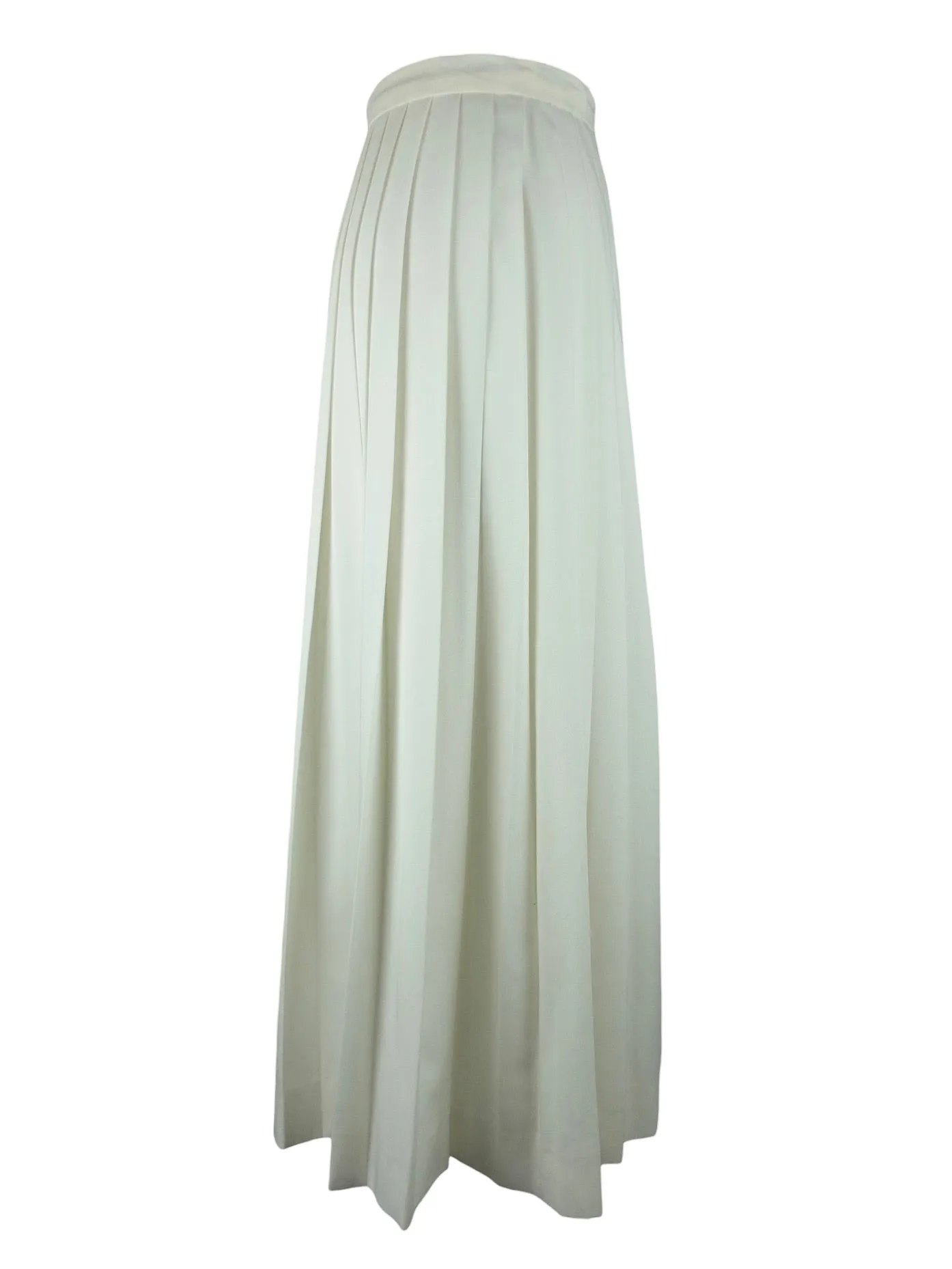 Vintage 90s Chic High Waisted Solid Basic White Pleated A-Line Maxi Skirt