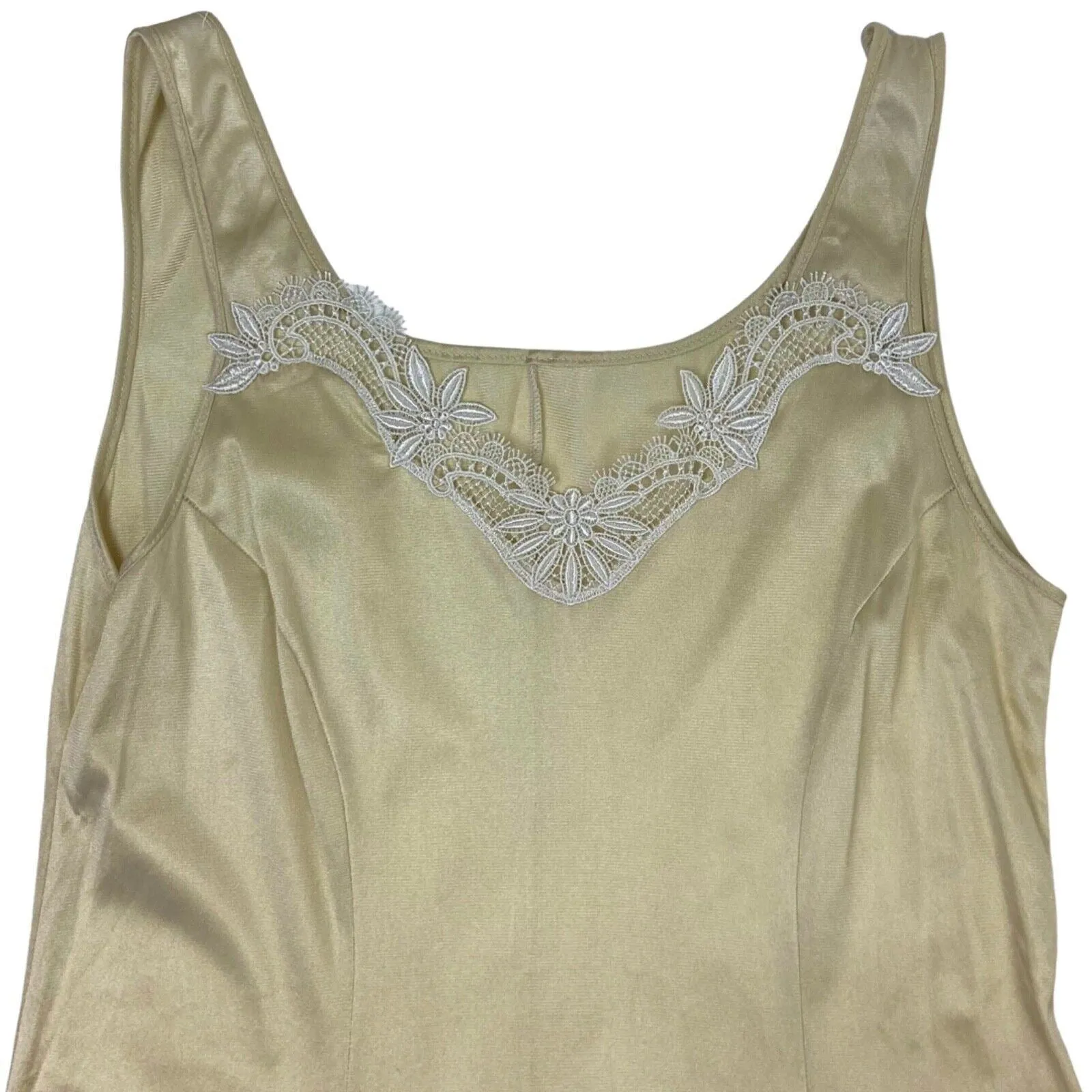 Vintage 90s Cream Lacy Slip Dress 8 10 S