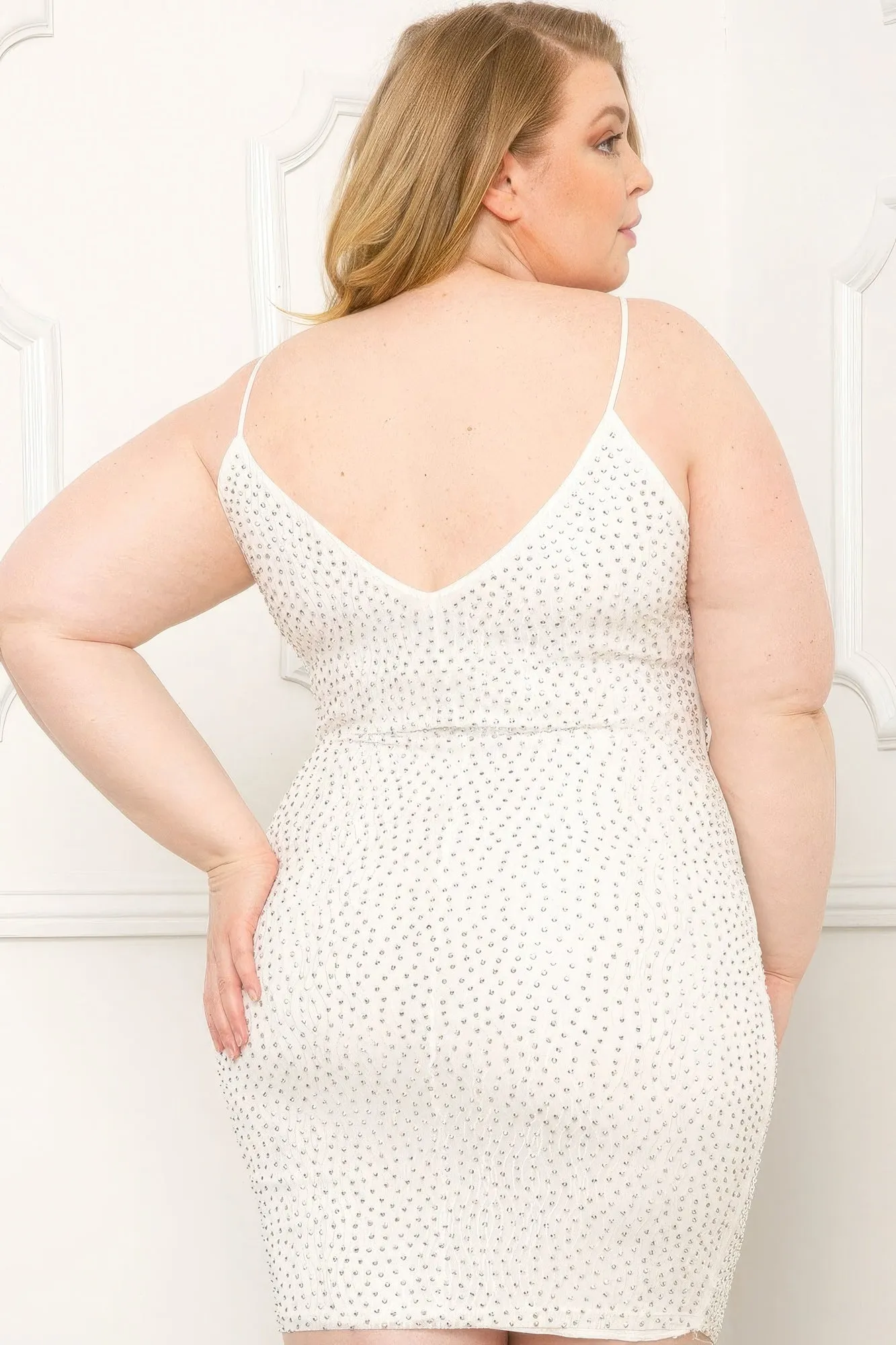 Voluptuous ( ) Rhinestone Body Plus Size Mini Dress