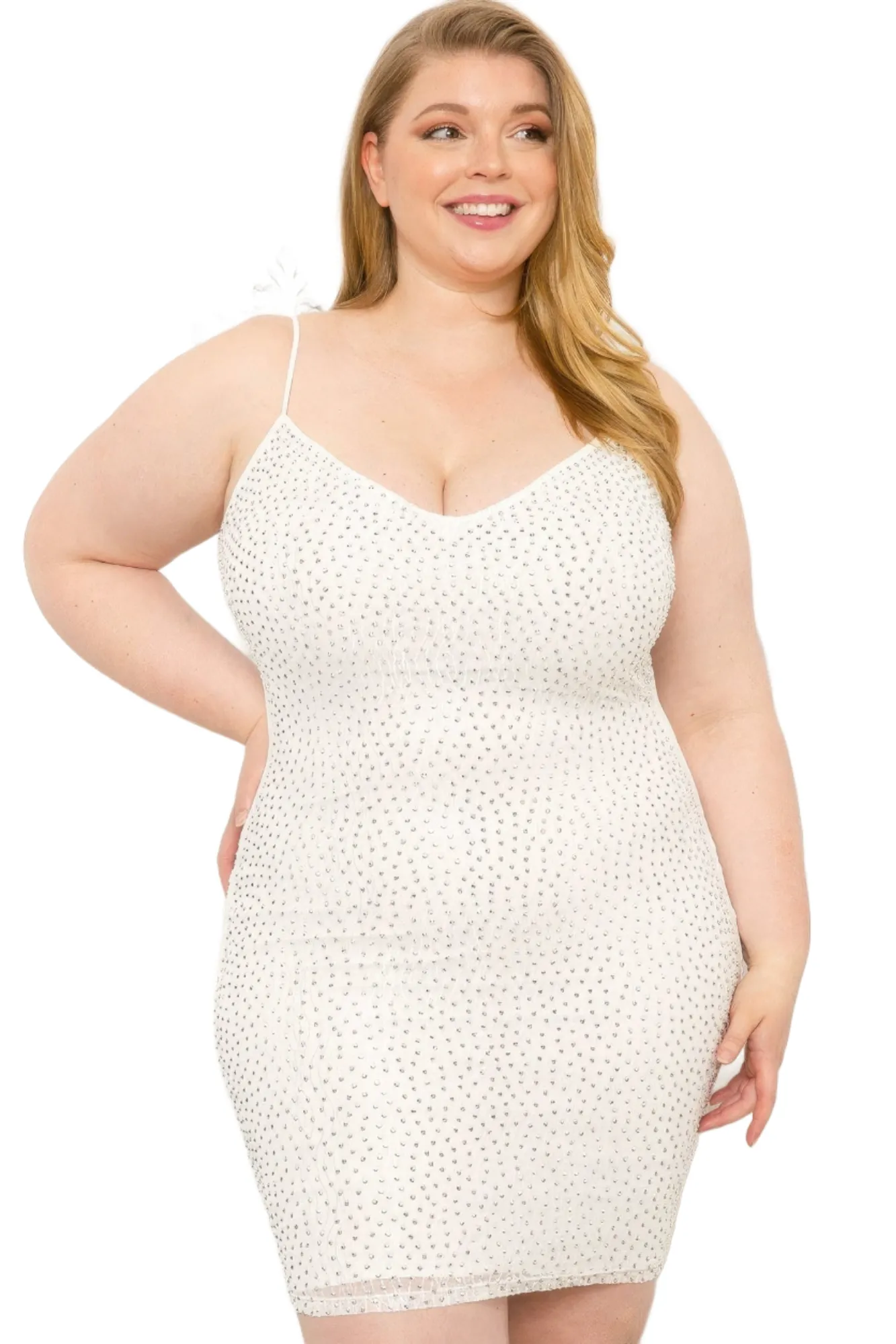 Voluptuous ( ) Rhinestone Body Plus Size Mini Dress