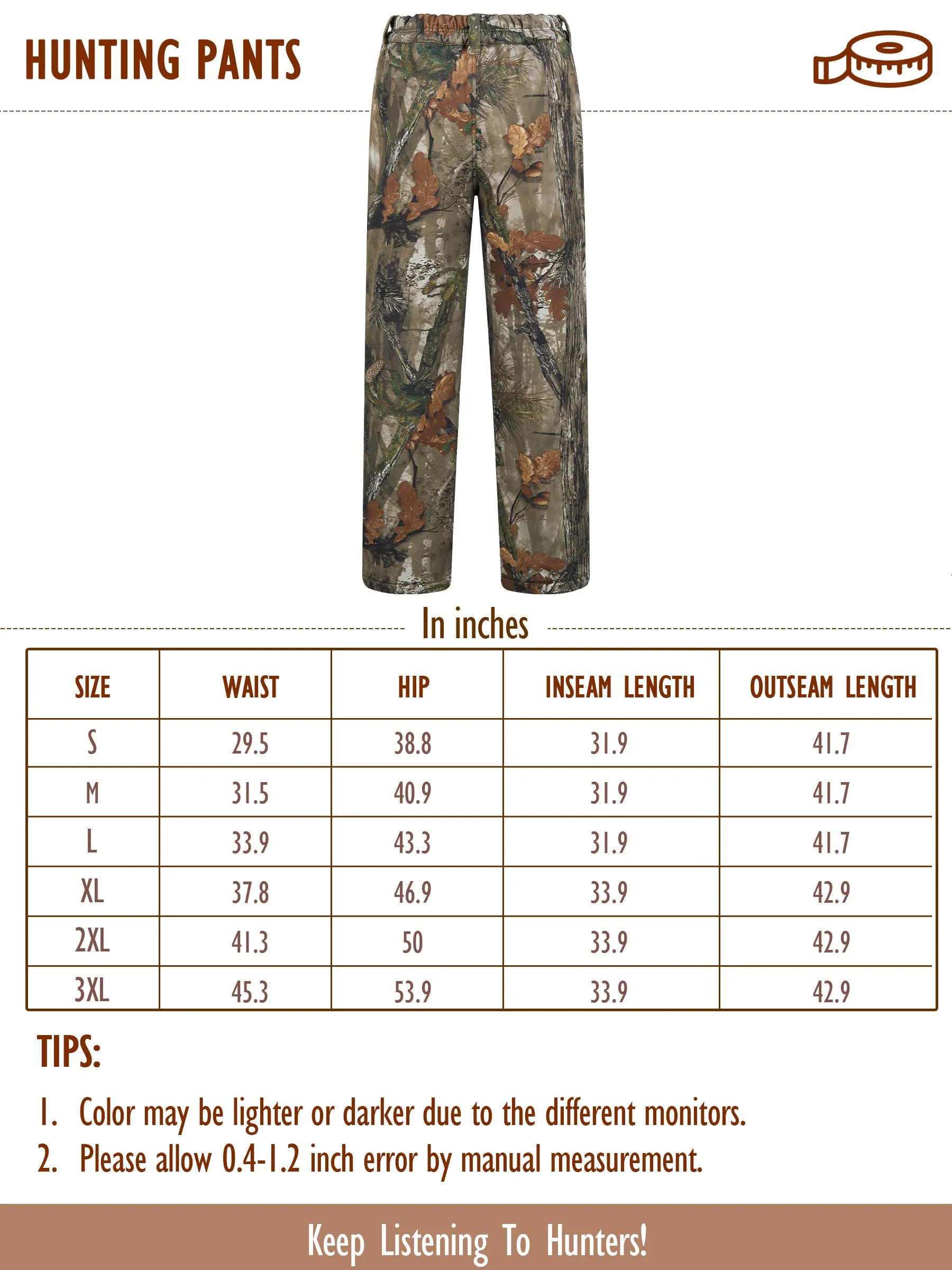 Warm and Water-resistant Hunting Pants for Women with Fleece Lining