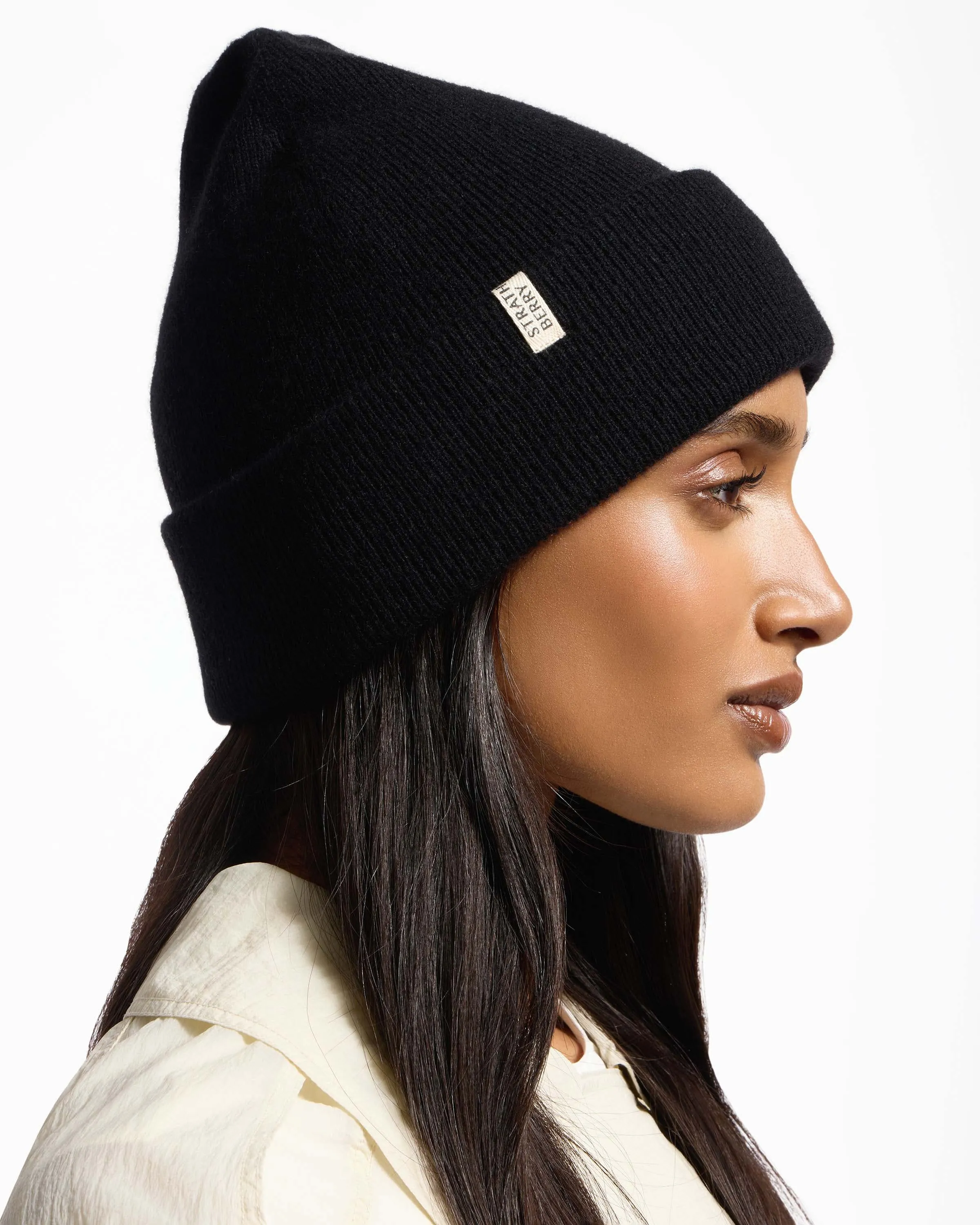 Westray Ribbed Cashmere Beanie - Black