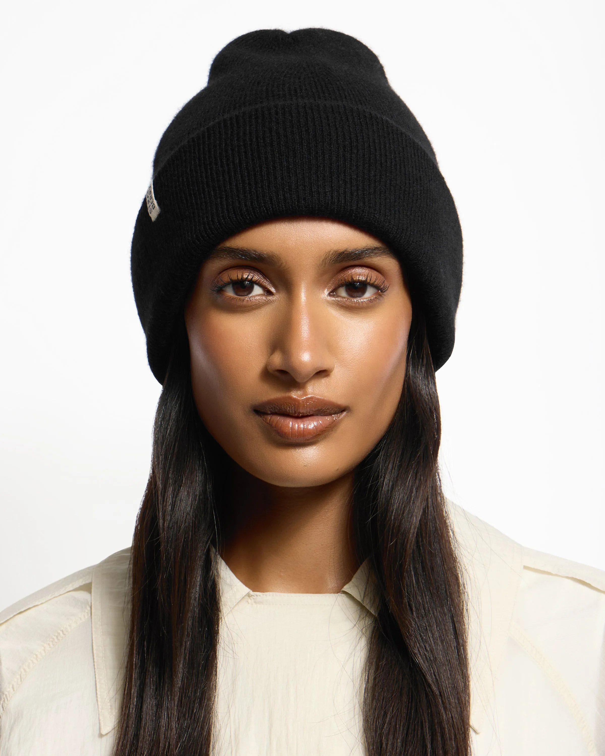 Westray Ribbed Cashmere Beanie - Black