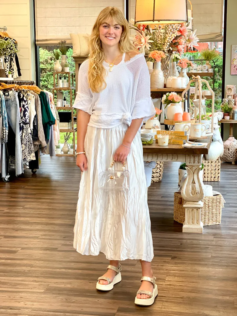 Whispering Willow Maxi Skirt - Pearl White