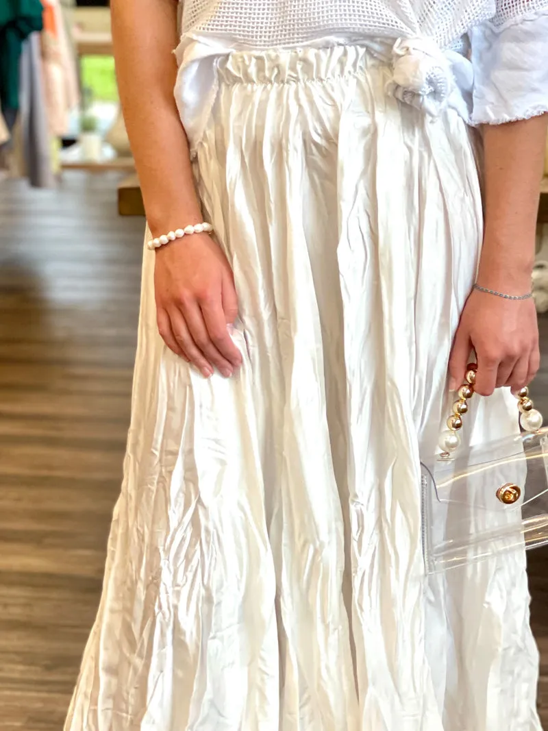 Whispering Willow Maxi Skirt - Pearl White