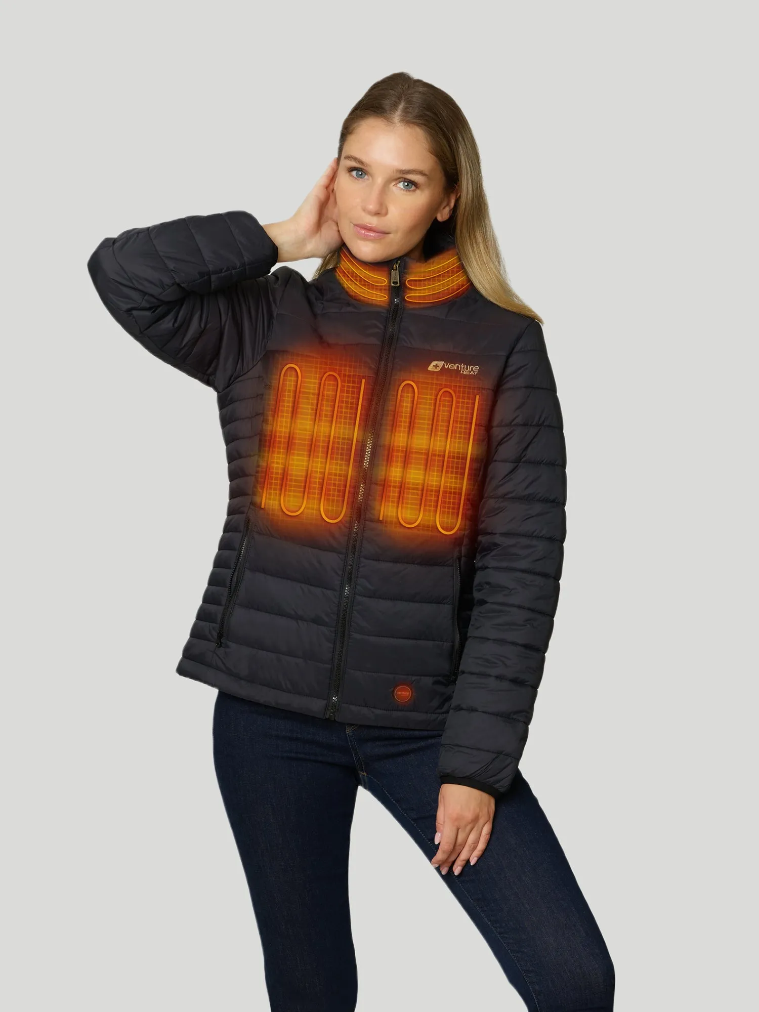 Women's 13W Heated Puffer Jacket with HeatSync  - Black - FINAL SALE