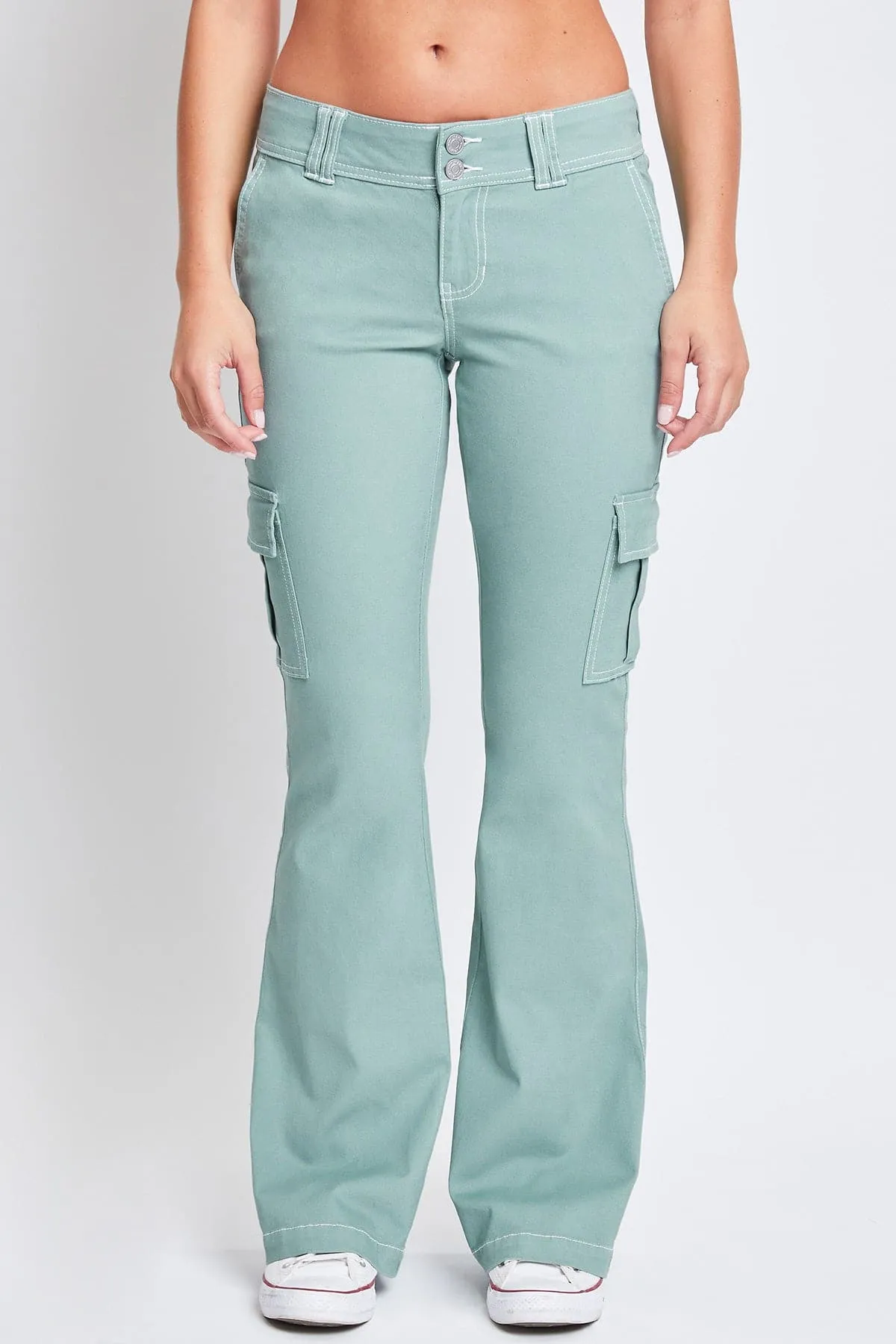 Women's 2 Button Low Rise Cargo Flare Pants