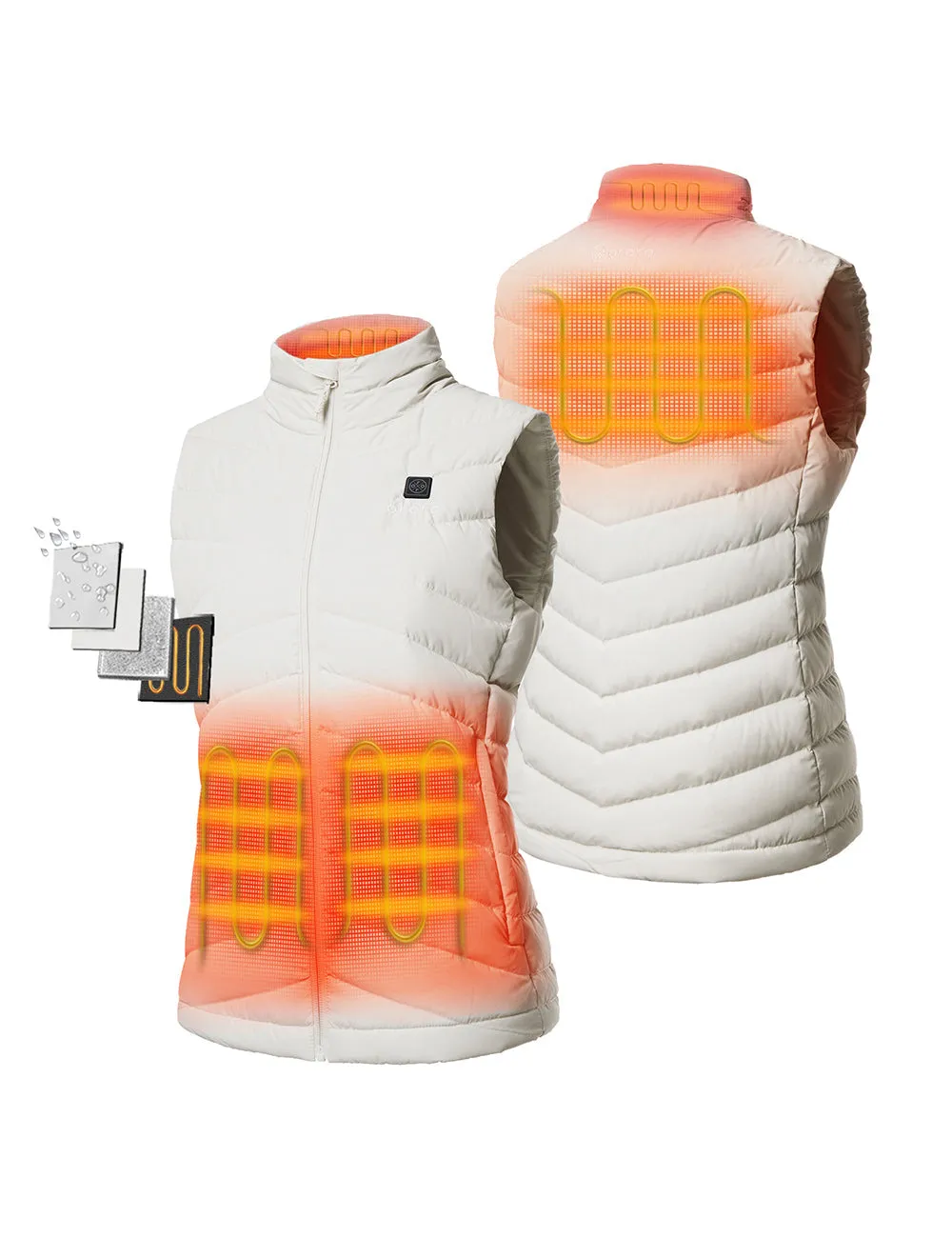 Women's Heated Lightweight Down Vest - Ivory