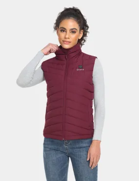 Women's Heated Lightweight Down Vest - Wine Red