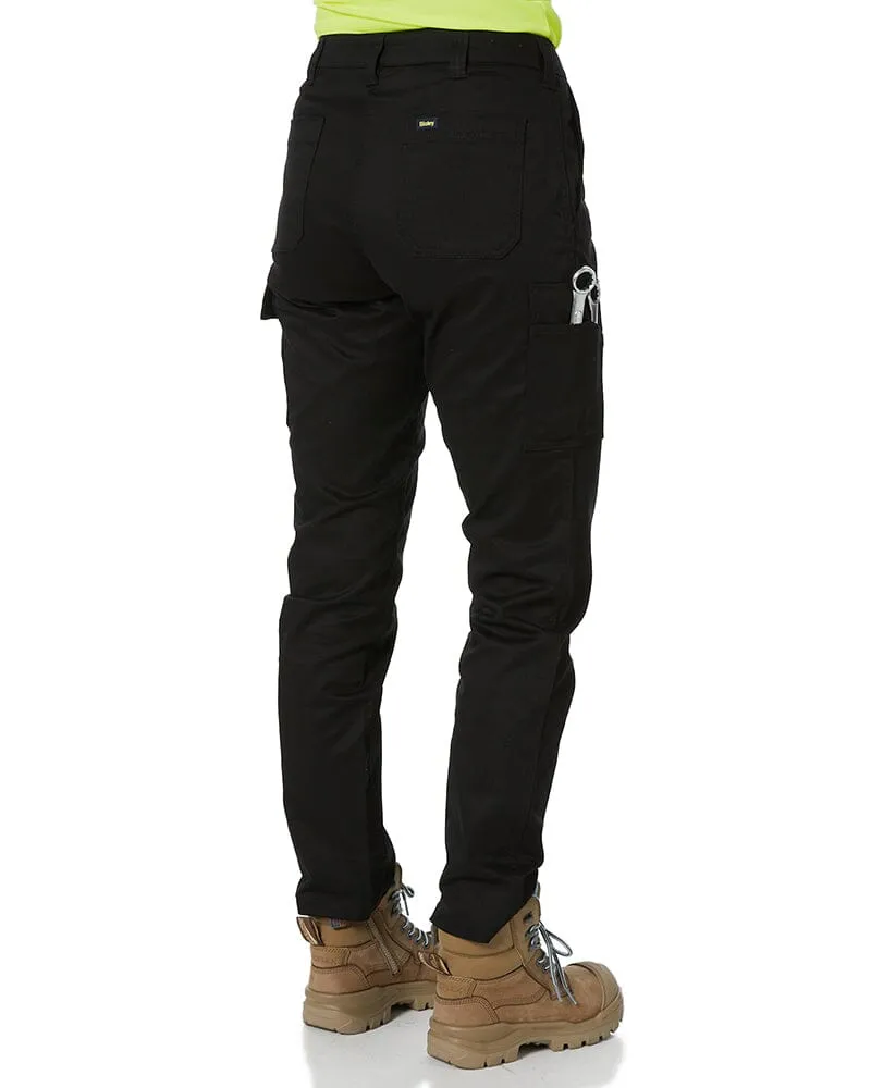 Womens Stretch Cotton Cargo Pants - Black