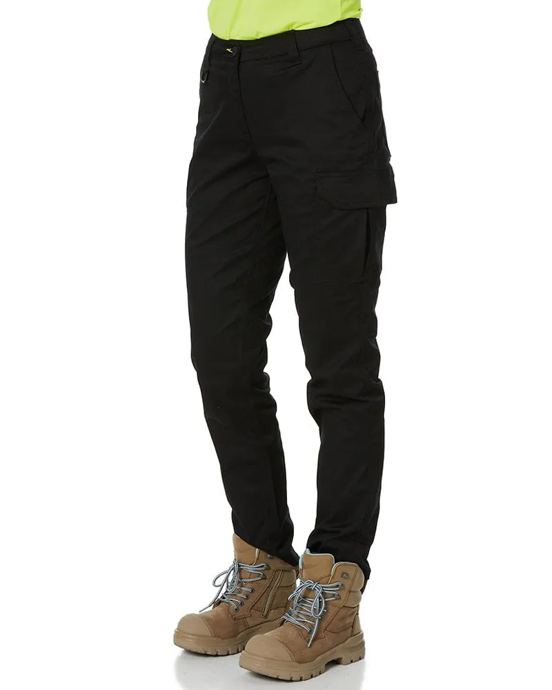 Womens Stretch Cotton Cargo Pants - Black