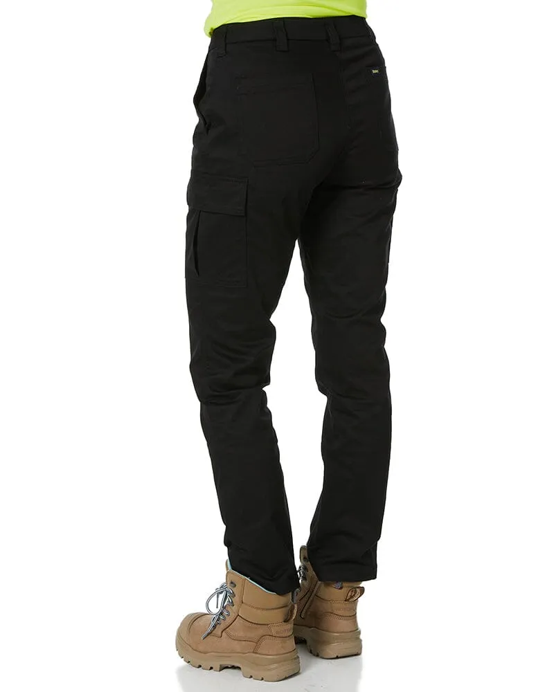 Womens Stretch Cotton Cargo Pants - Black