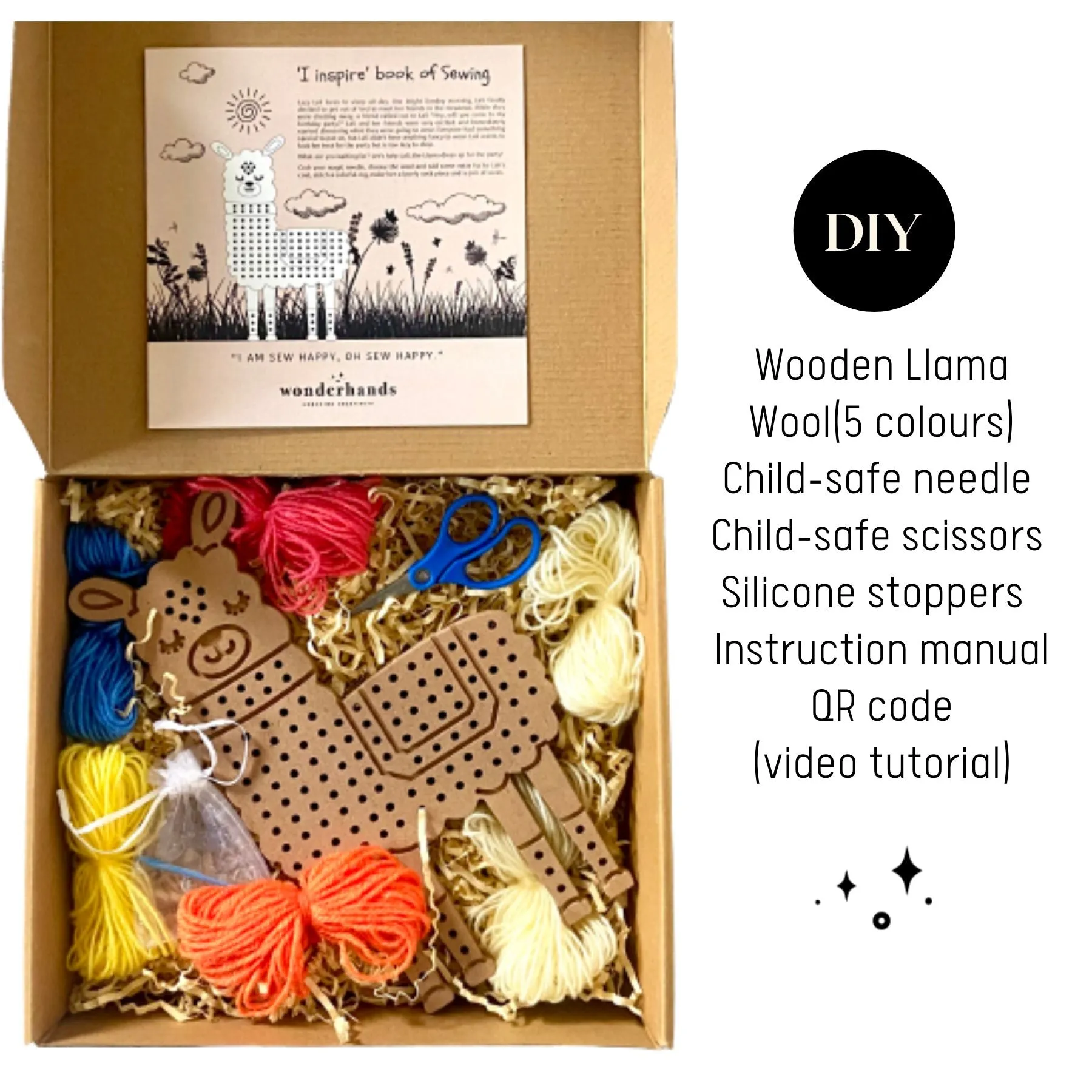 WonderHands Wooden Llama Sewing Kit