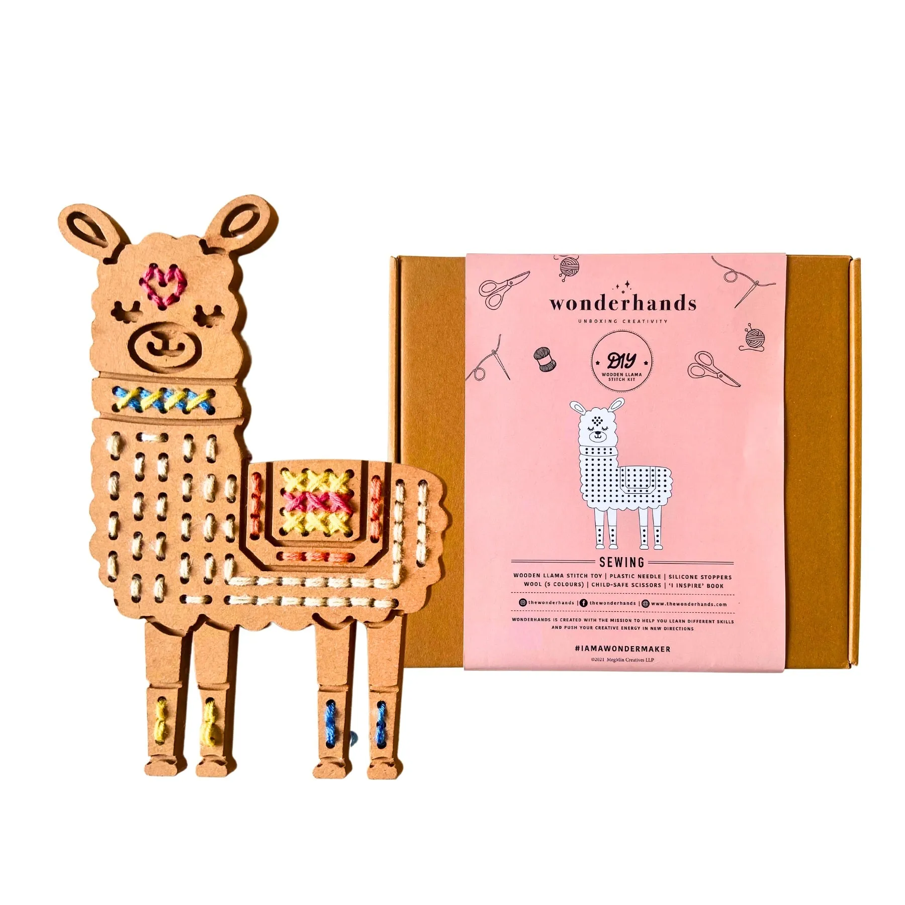 WonderHands Wooden Llama Sewing Kit