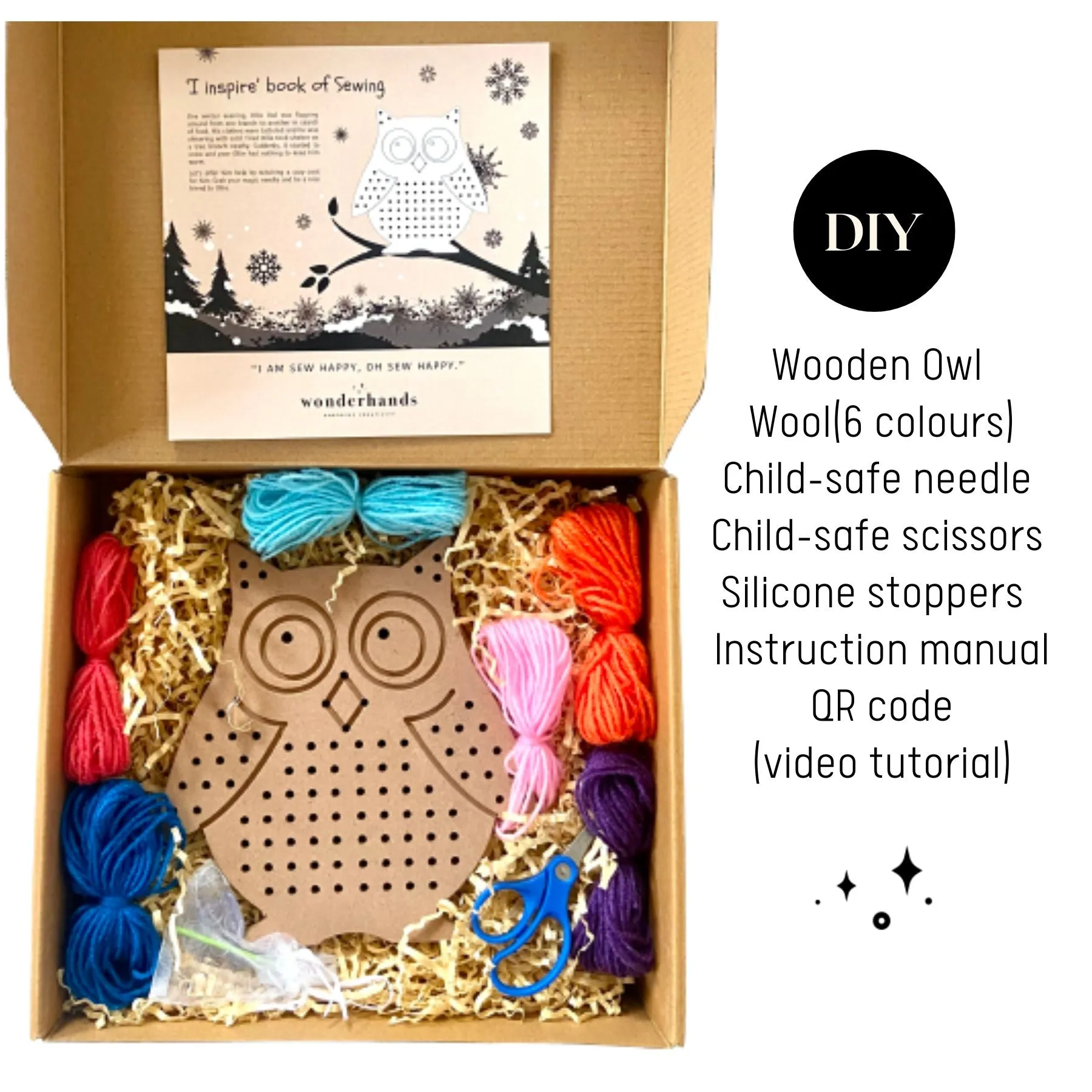 WonderHands Wooden Owl Sewing/Lacing Kit