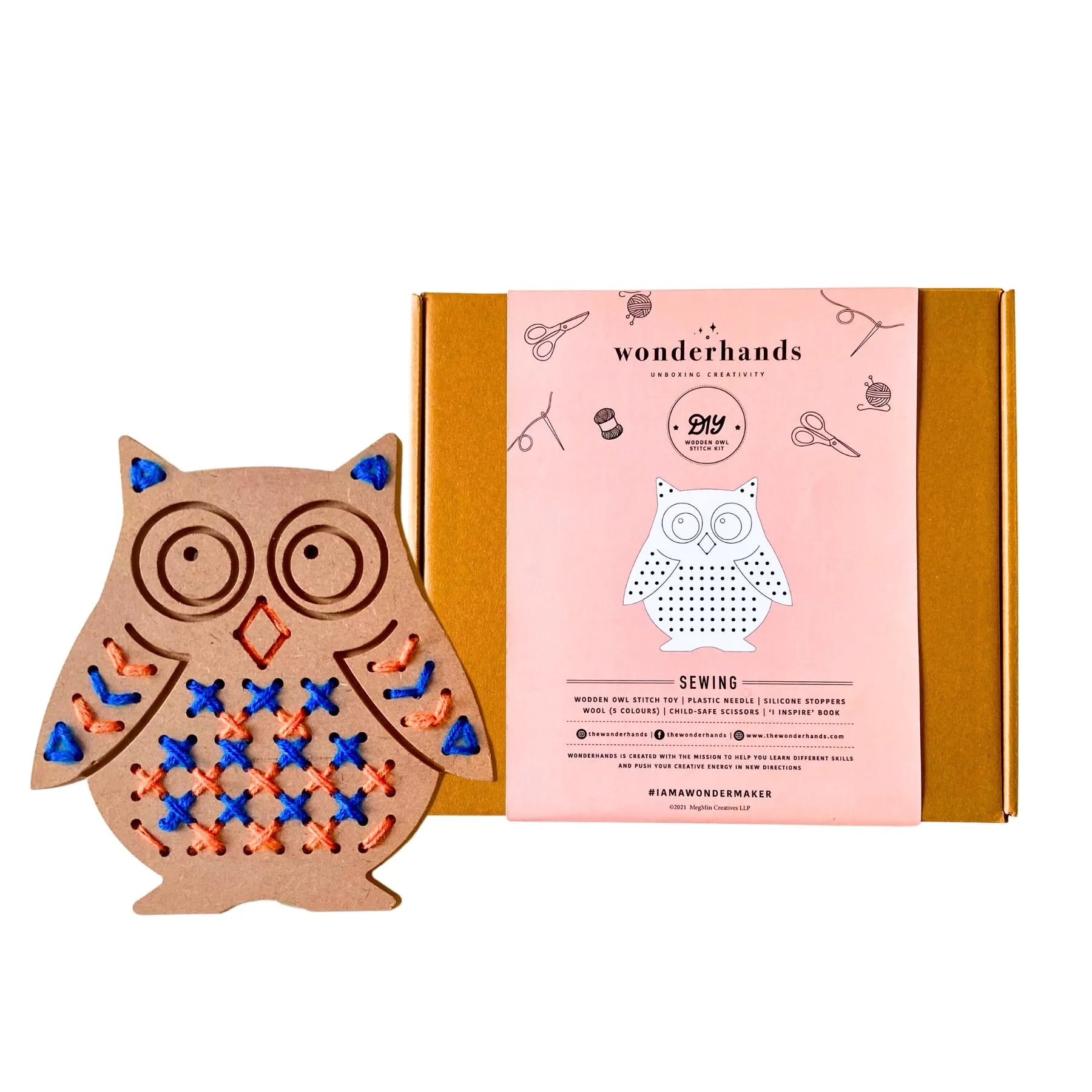 WonderHands Wooden Owl Sewing/Lacing Kit