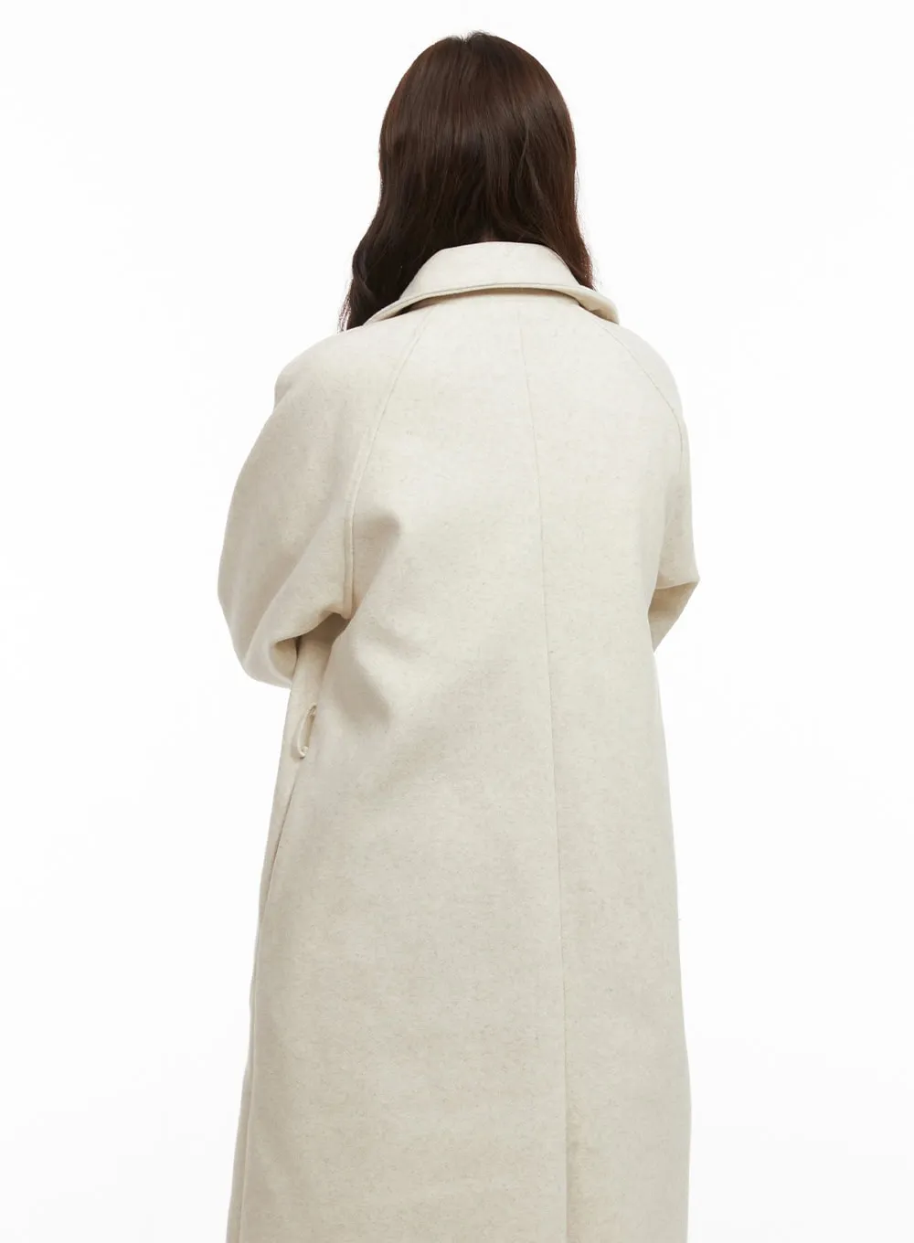 Wool Blend Buttoned Long Coat OD403